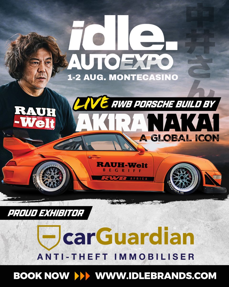 Idle Auto Expo — carGuardian exhibitor, LIVE RWB Porsche build by Akira Nakai, 1–2 August 2026, Montecasino
