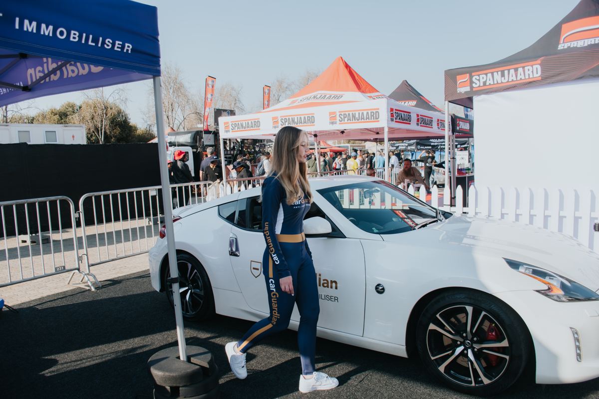 Nissan 370Z demo car in front of the carGuardian stand